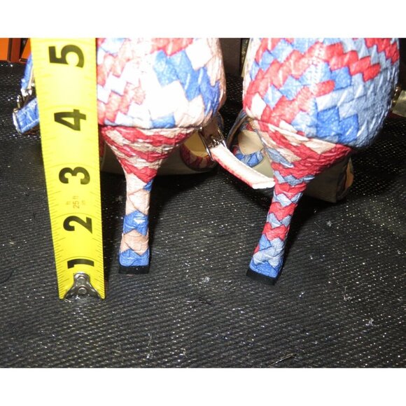 JUSTFAB Braided Vegan Leather Ankle Strap Stiletto Heeled Sandals size 38 US 8 - Picture 4 of 12